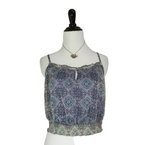 American Eagle Crop Peasant Top Women XS Indie Fairy Boho Festival Hippie Tank